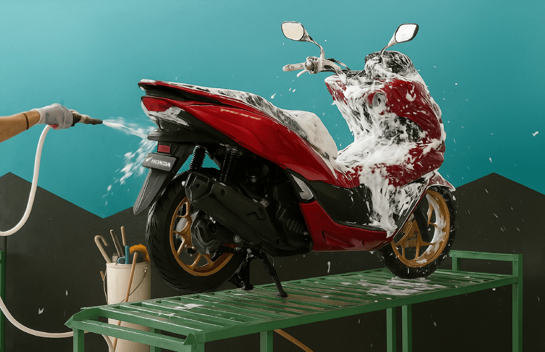 Sering Cuci Steam Motor Bisa Merusak Lapisan Cat, Benarkah?